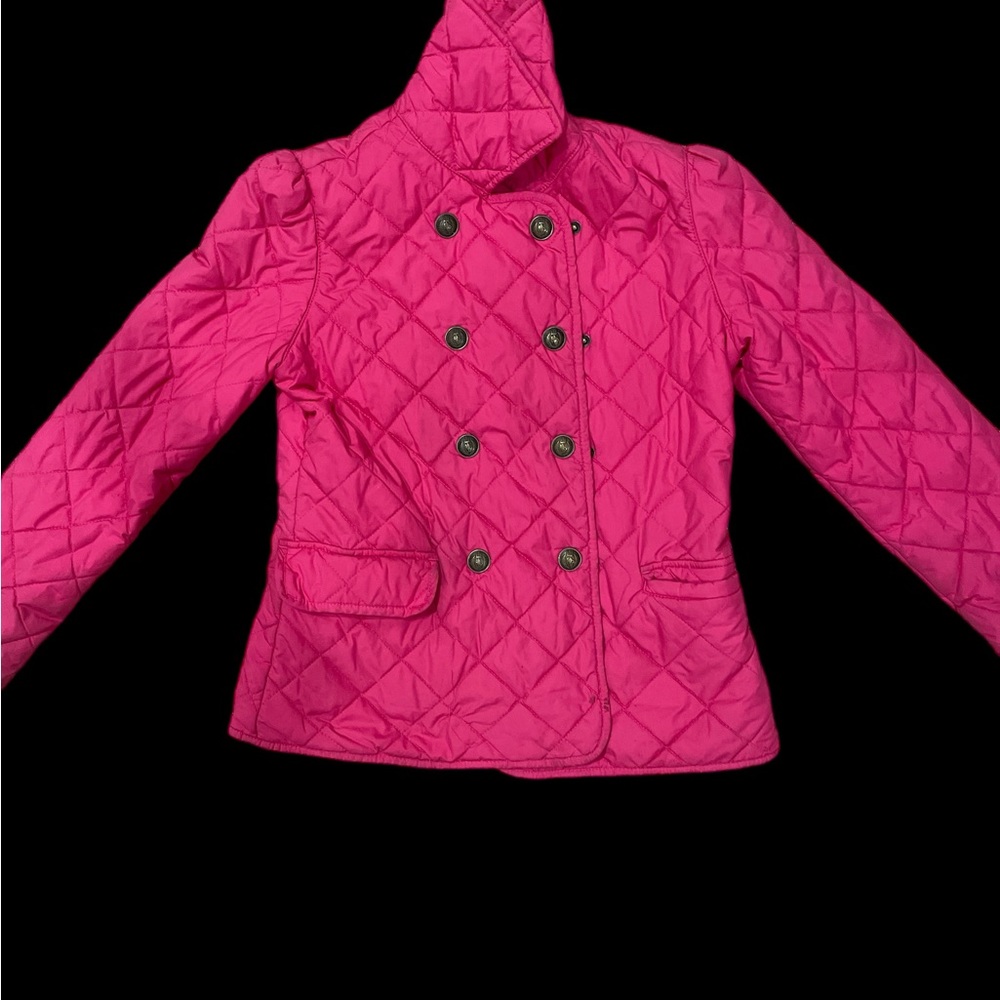 Ralph Lauren girls Large 10-14 quilted button jacket dress coat Barbie pink